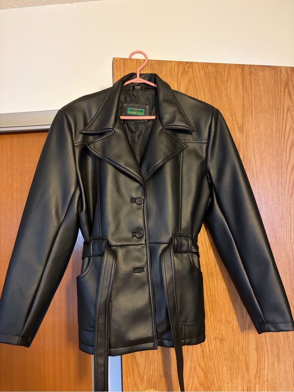 Black Belted Jacket - New, Size Large